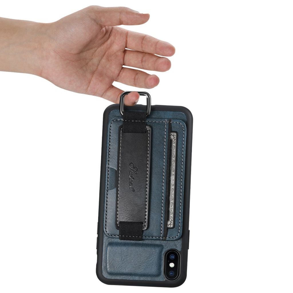 SUTENI iPhone XS Max Cover med Kortholder og Stativ – Blå