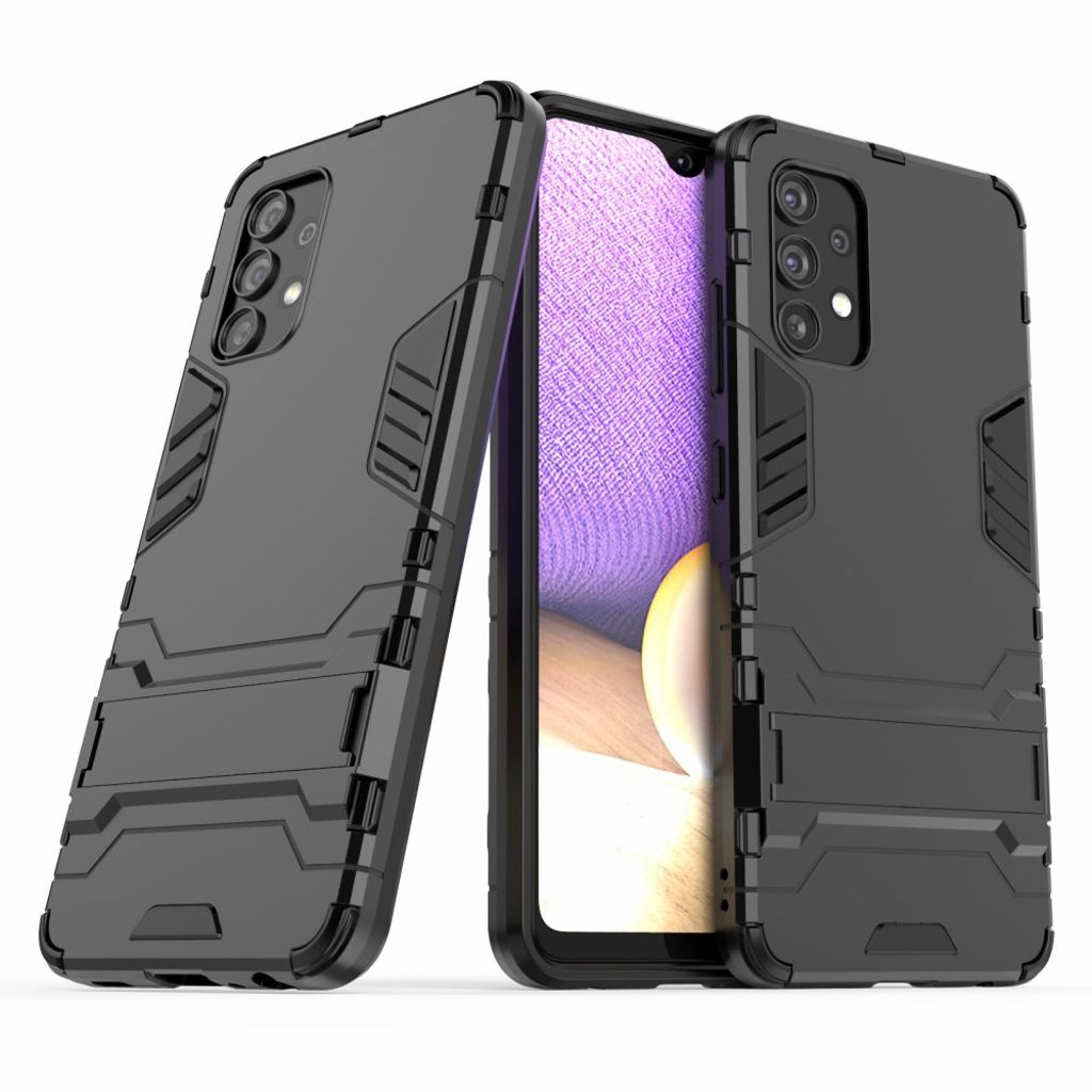 Samsung Galaxy A32 4G -kuori jalustalla – musta