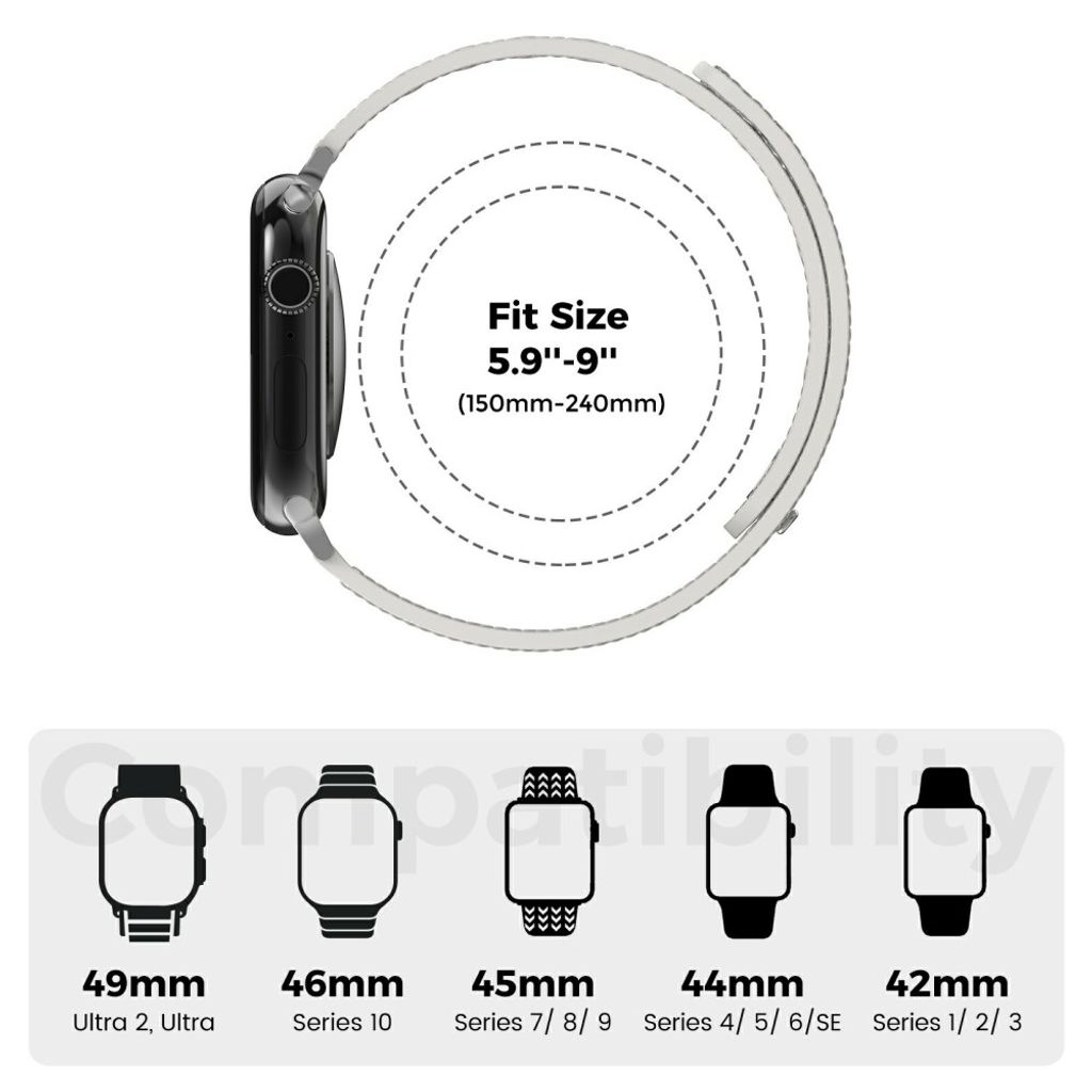 AHASTYLE BO06 Apple Watch 49/46/44/42mm Klockarmband i Läder - Beige