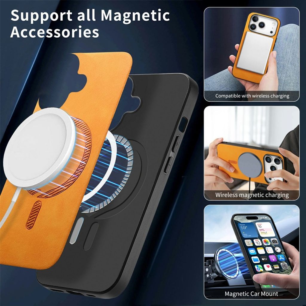 iPhone 18 Pro & iPhone 17 Pro Cover PU Læder MagSafe kompatibel - Lyserød