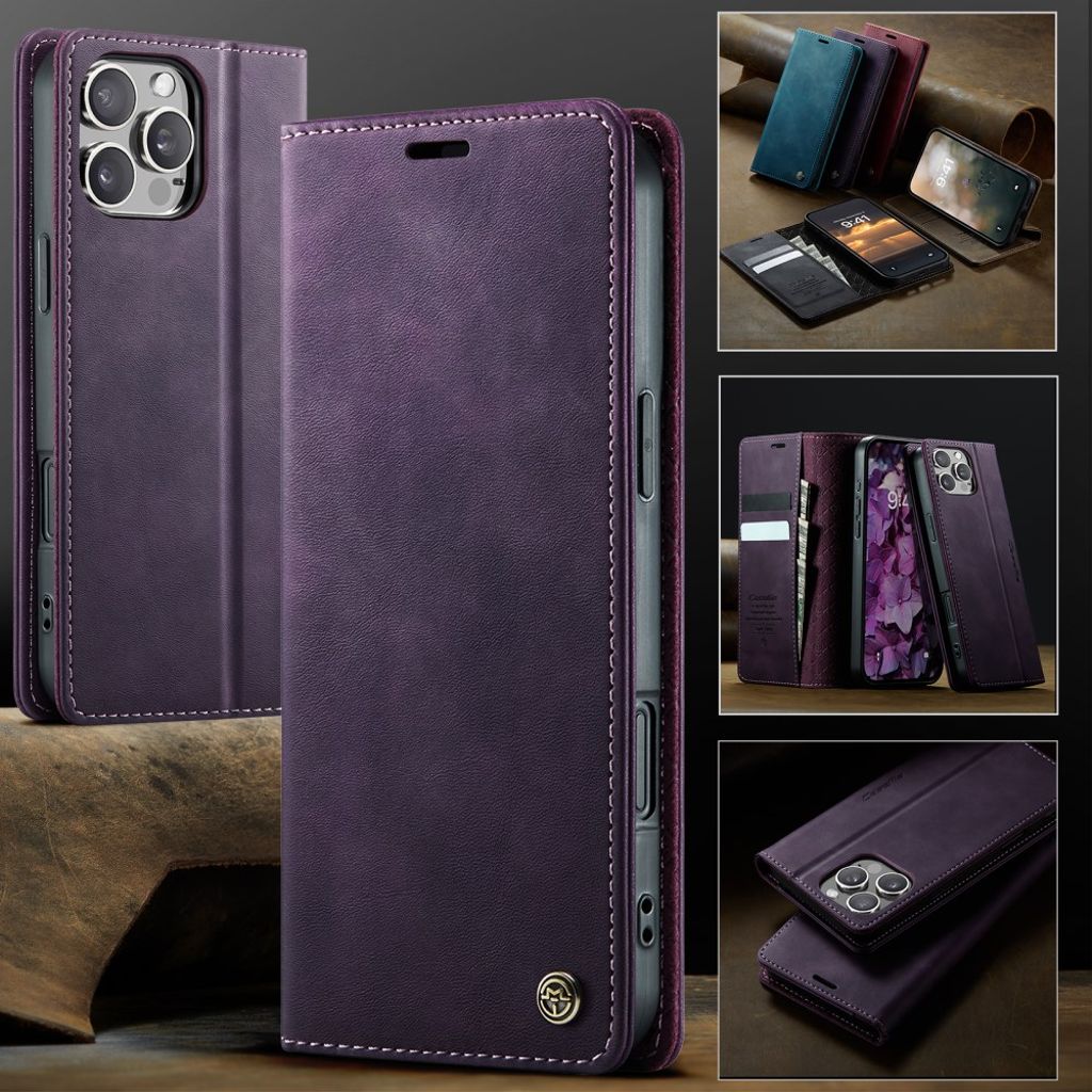 CASEME iPhone 16 Pro Max Wallet Cover RFID Blocking Stand – Purple