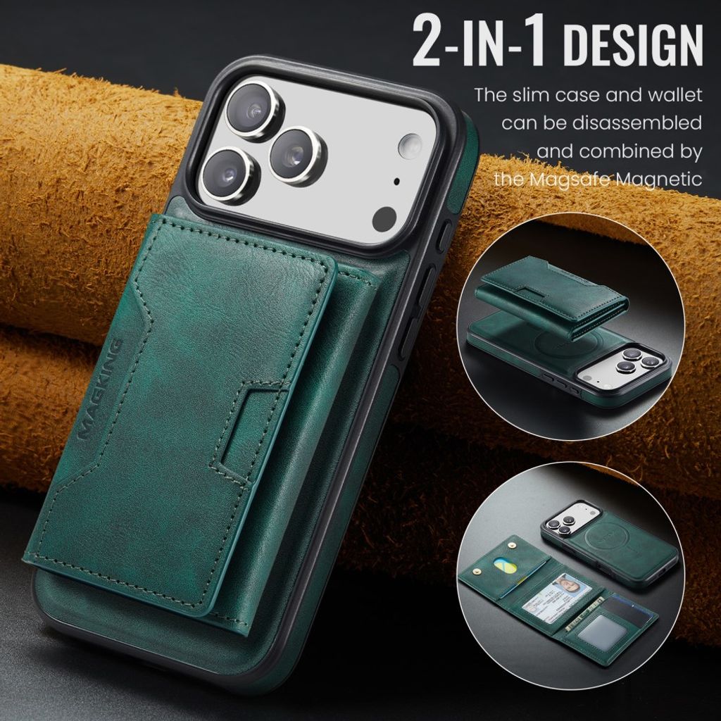 MAGKING iPhone 18 Pro Max/17 Pro Max MagSafe Kuori irrotettavalla lompakolla - Vihreä