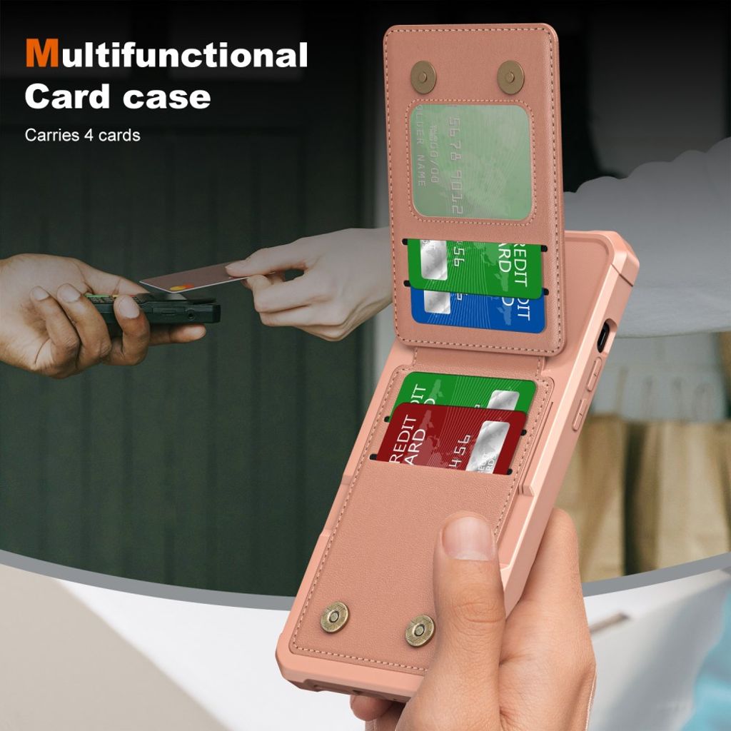 iPhone 13 Pro Kuori Kortin haltija Jalusta PU-nahka - Ruusu kultaa