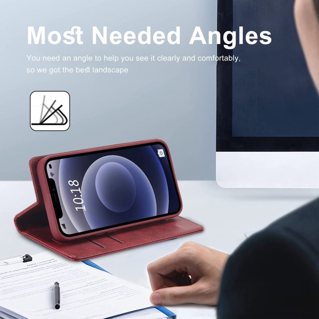 LC.IMEEKE iPhone 12 Mini Wallet Cover - Red