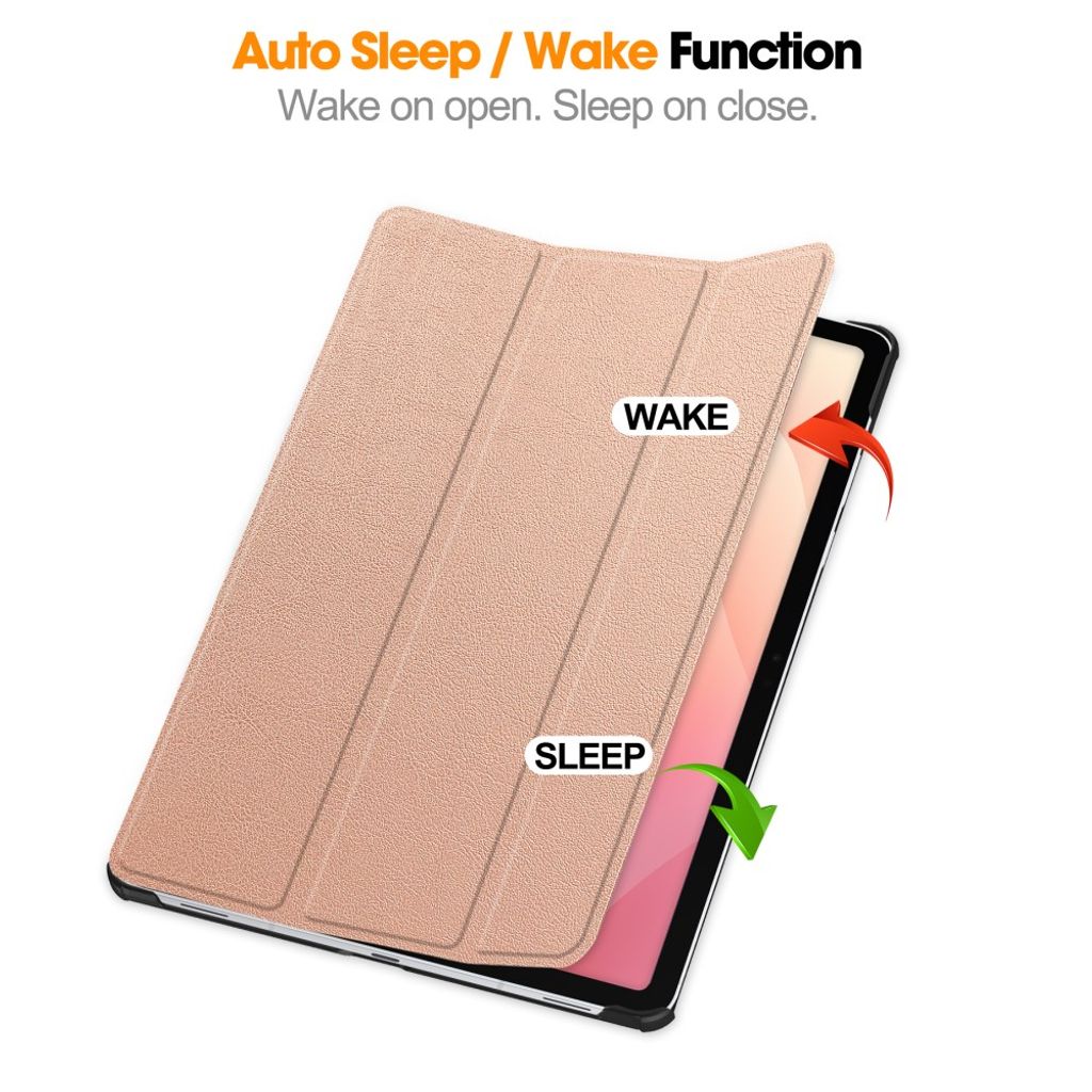 Samsung Galaxy Tab S12 Plus Slimmat Tri-fold stativfodral - Roséguld