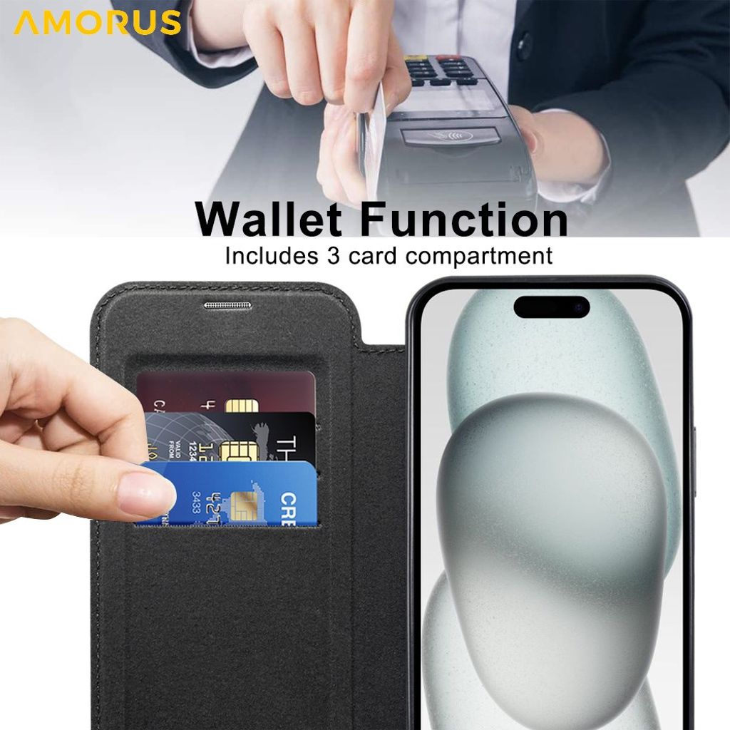 AMORUS iPhone 15 Cover with MagSafe - Black