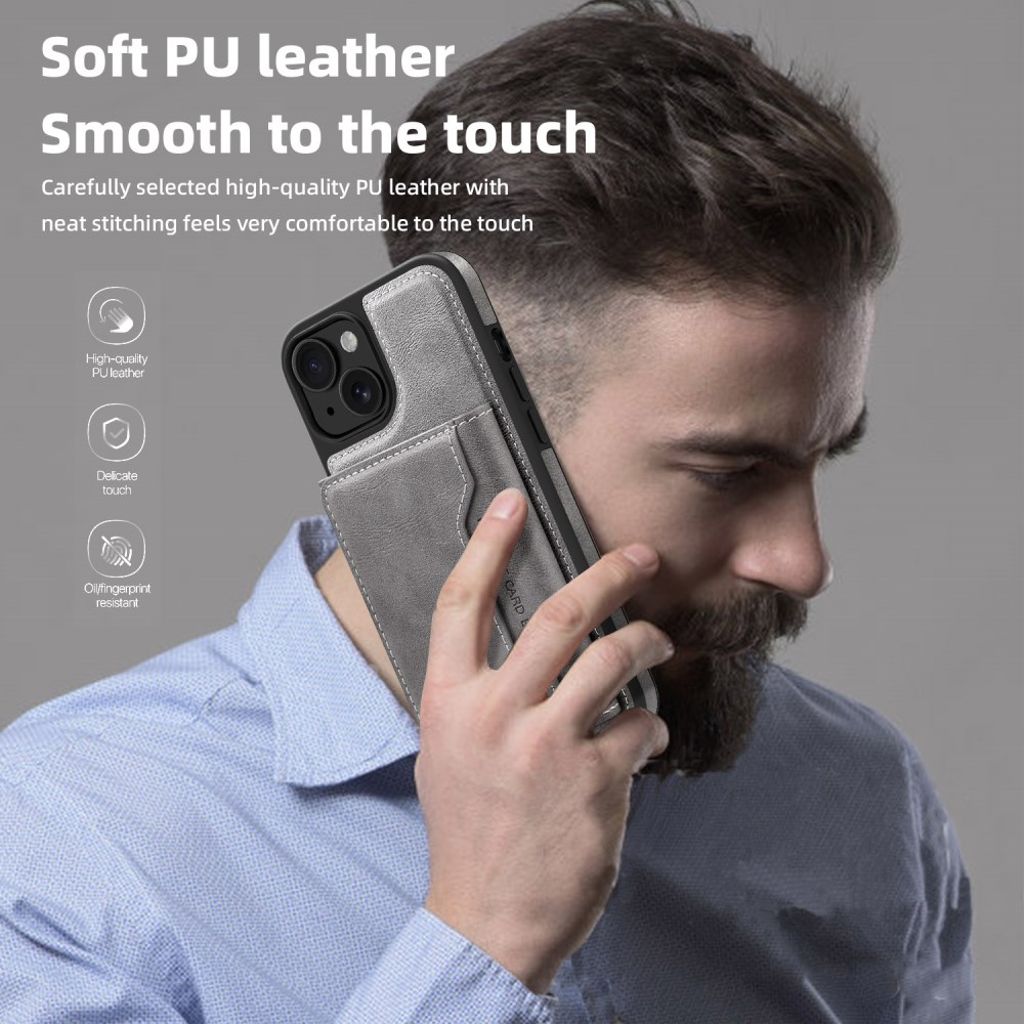 iPhone 15 Cover MagSafe Aftagelig Pung – Grå