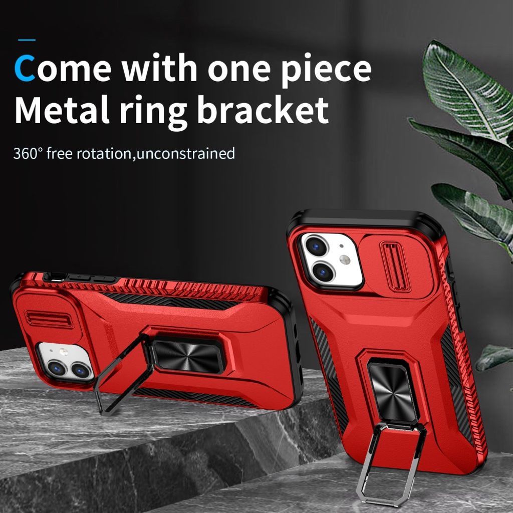 iPhone 12 / 12 Pro Skal med Stativ - Röd