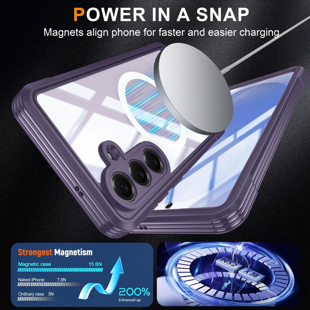 Samsung Galaxy S26 MagSafe Deksel Innebygd Skjermbeskytter - Mørk Lilla