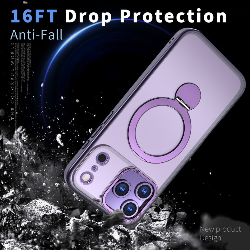iPhone 18 Pro Max/17 Pro Max-deksel MagSafe-kompatibelt med stativ – lilla