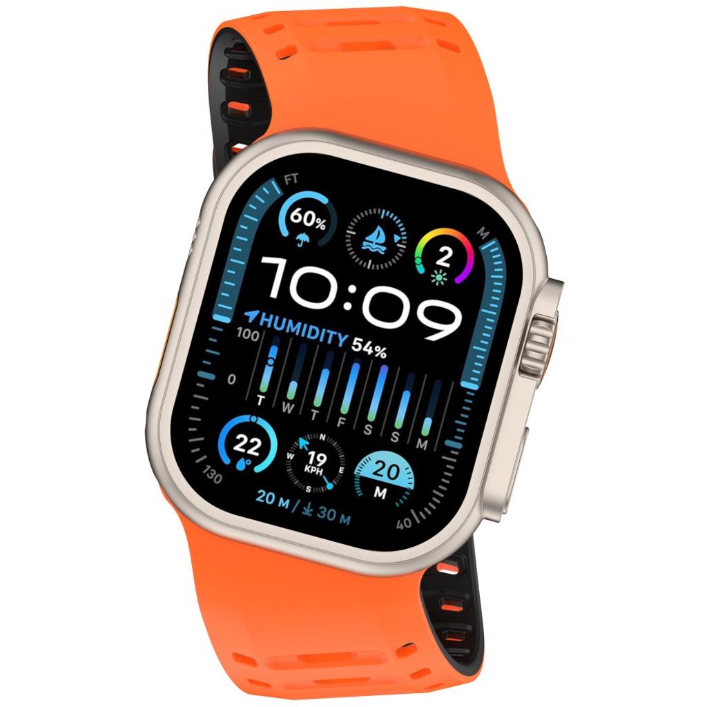 Apple Watch 49/46/44/42mm Klockarmband i Silikon Magnetisk - Orange/Svart