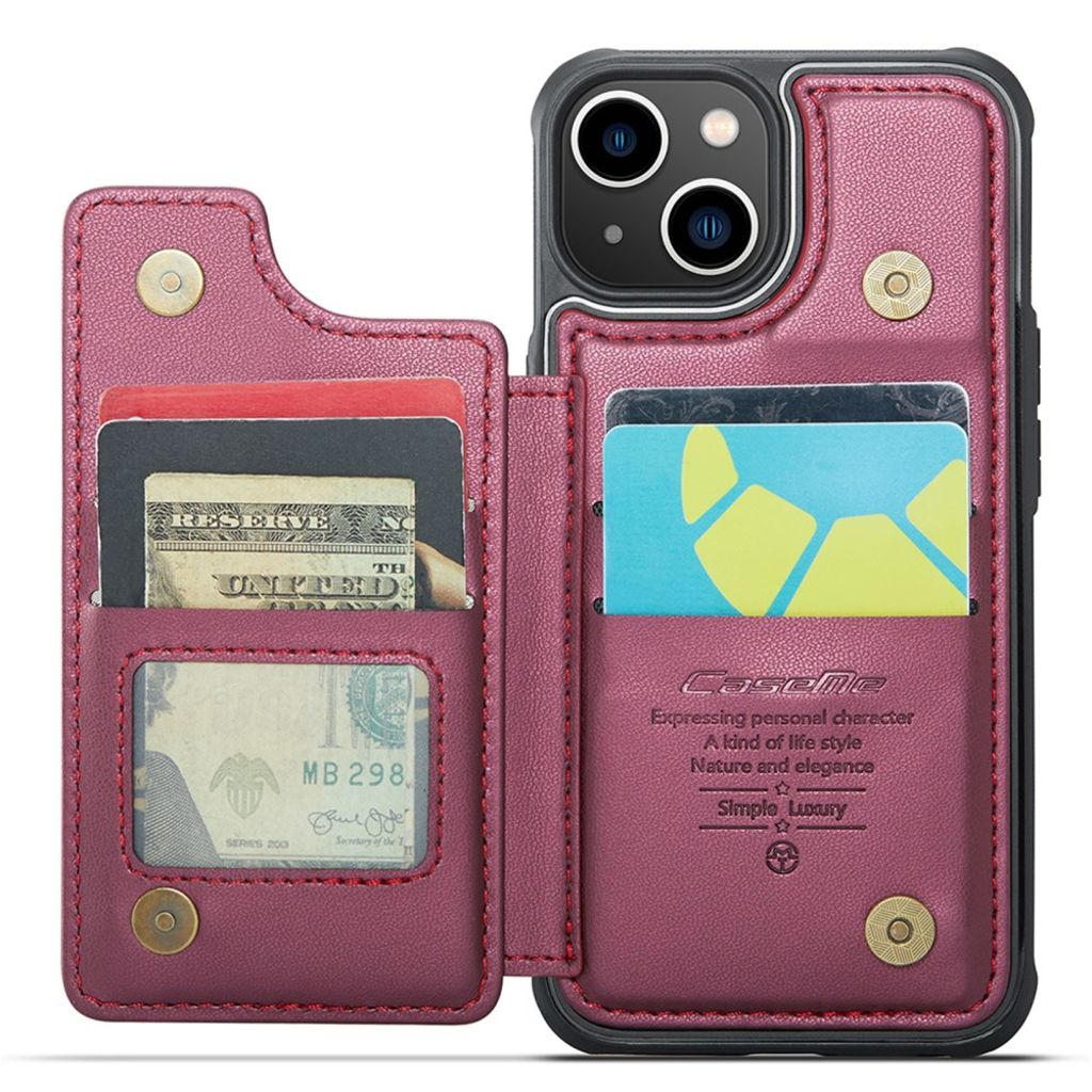 CASEME C22 iPhone 13 Wallet Case RFID Blocking - Red