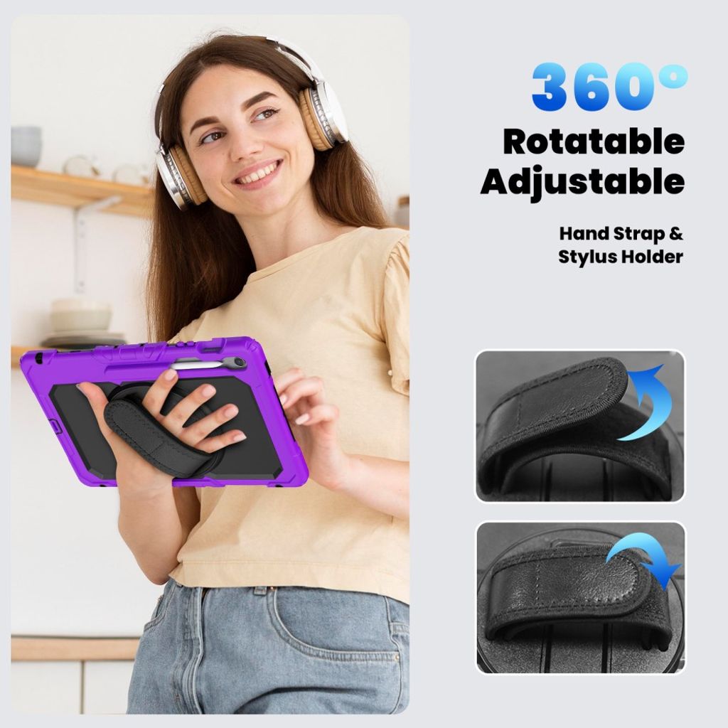 Samsung Galaxy Tab S10 FE Plus Case with Shoulder Strap - Purple