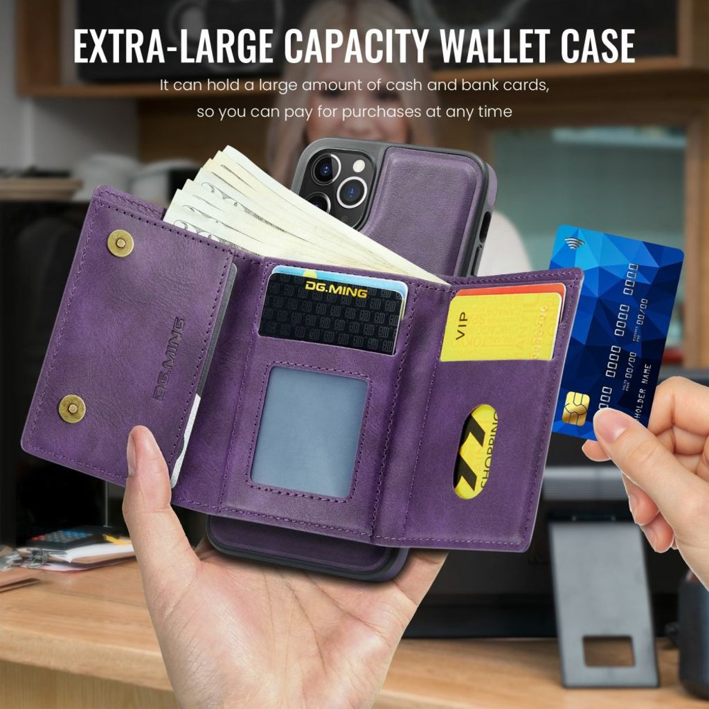 DG.MING iPhone 11 Pro Max Lompakkokuori Magneettinen RFID Purppura