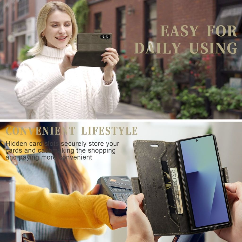 AUTSPACE Samsung Galaxy Z Fold8 Ultra Flip Cover med RFID blokering - Mørkebrun