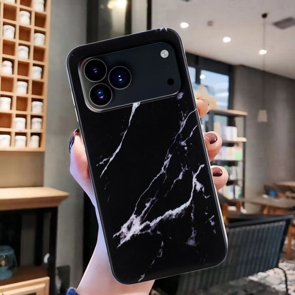 iPhone 18 Pro/17 Pro Cover Marmormønster TPU - Sort
