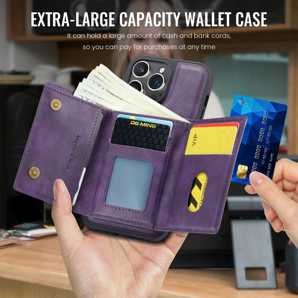 DG.MING iPhone 13 Pro Max Lompakkokuori Magneettinen - Violetti