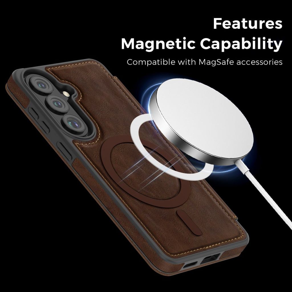 Samsung Galaxy S30 MagSafe Lompakkokotelo - Tummanruskea