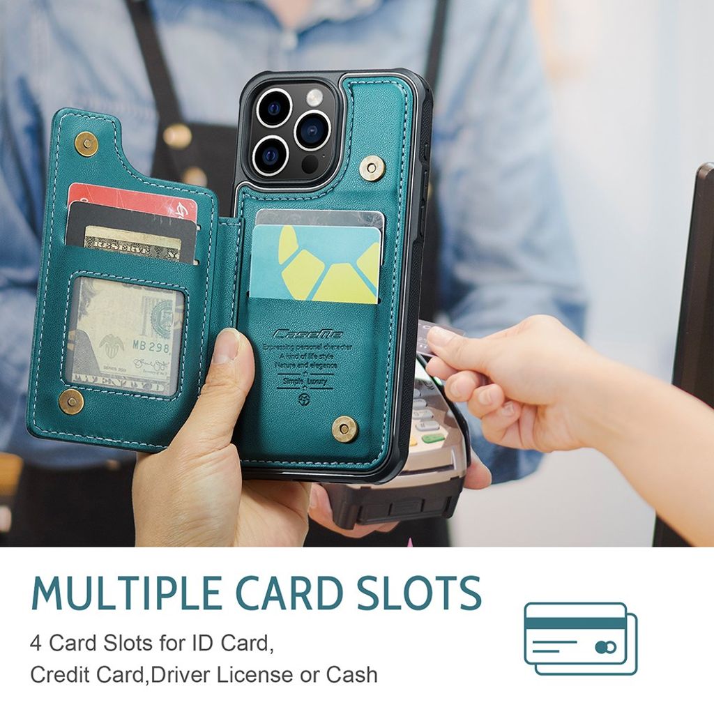 CASEME iPhone 15 Pro C22 Lompakkokuori RFID-estolla - Vihreä