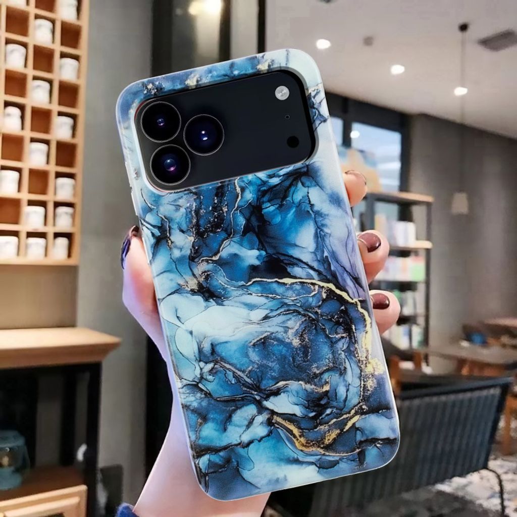 iPhone 18 Pro/17 Pro Cover Marmormønster TPU - Blå
