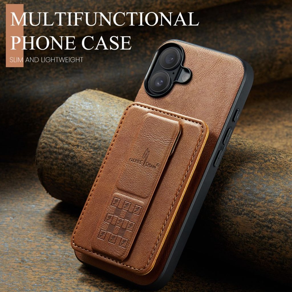 FIERRE SHANN iPhone 16 Skal med Kortfack - Brun