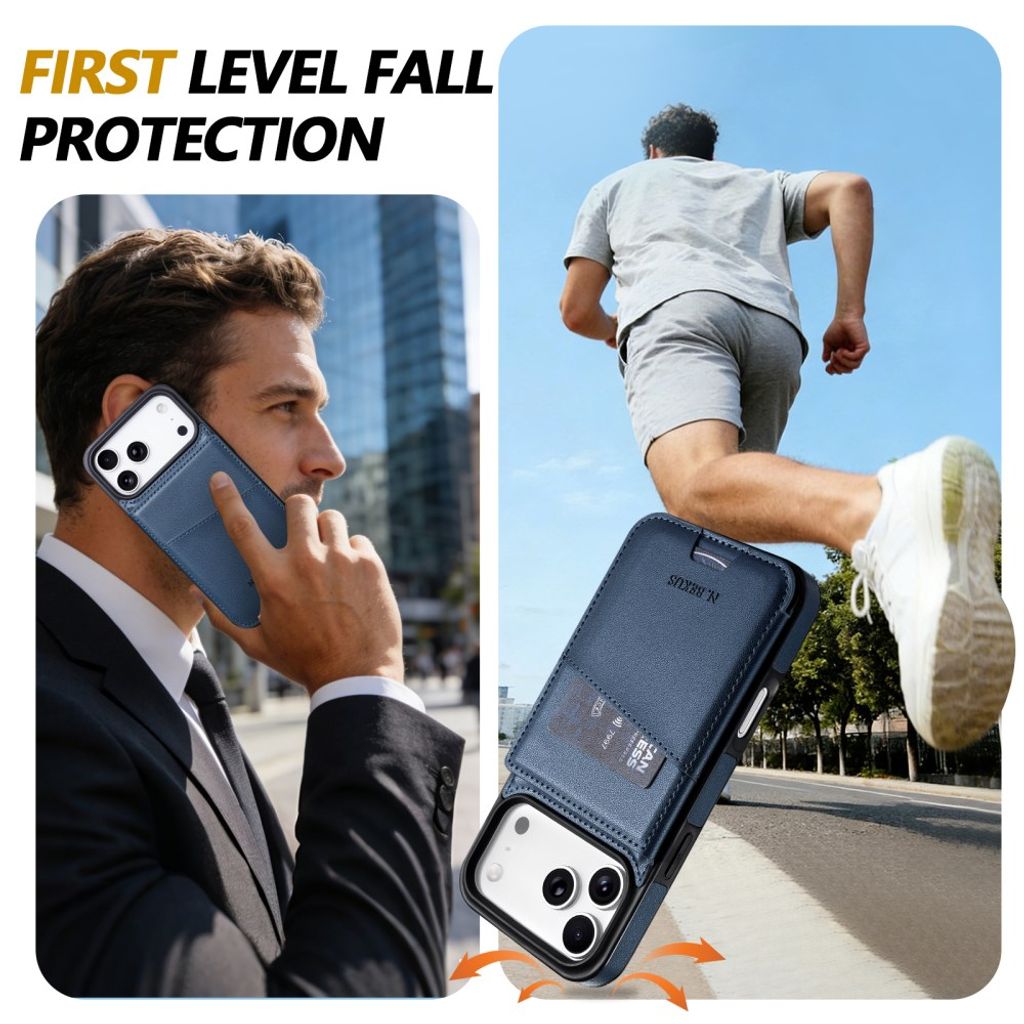 N.BEKUS iPhone 18 Pro Max/17 Pro Max Lompakkokuori RFID-suojauksella - Sininen