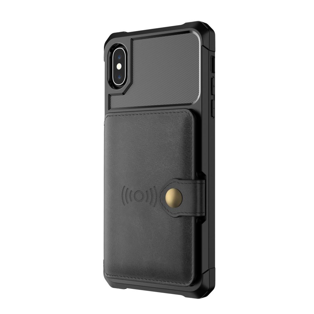 Pung Cover med Stativ og Magnetisk Plade til iPhone XS Max – Sort