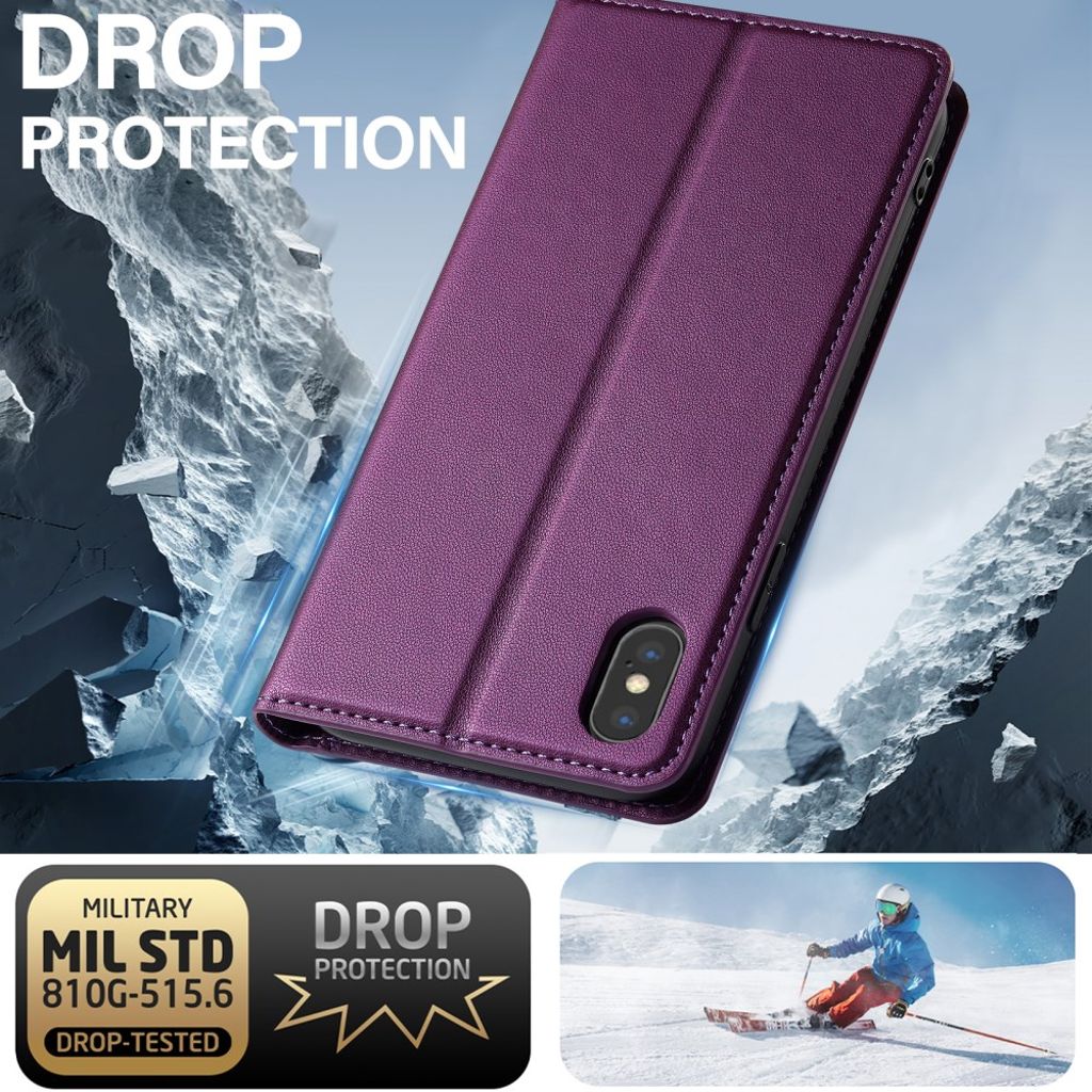 LC.IMEEKE iPhone XS Max Pungetui med Stand og Kortholder – Lilla