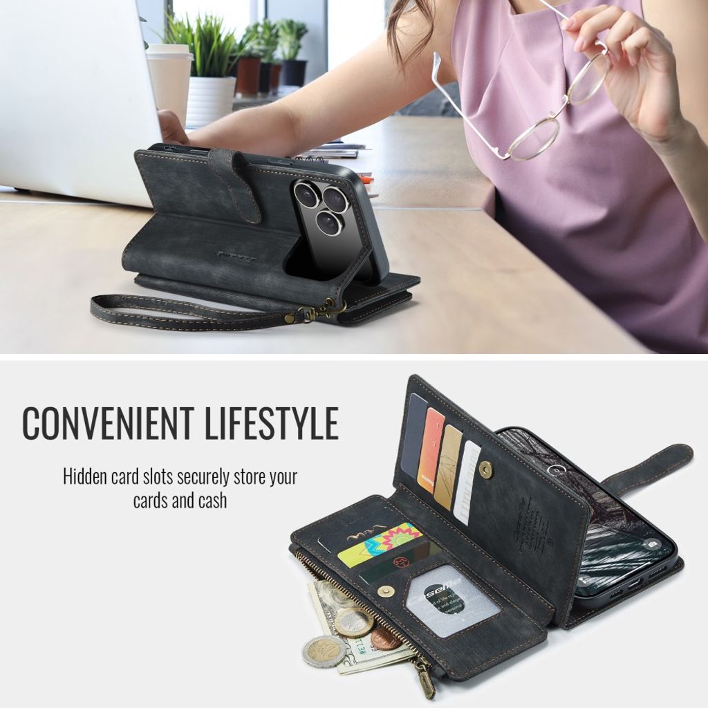 CASEME iPhone 17 Pro Max Etui med Stativ - Svart