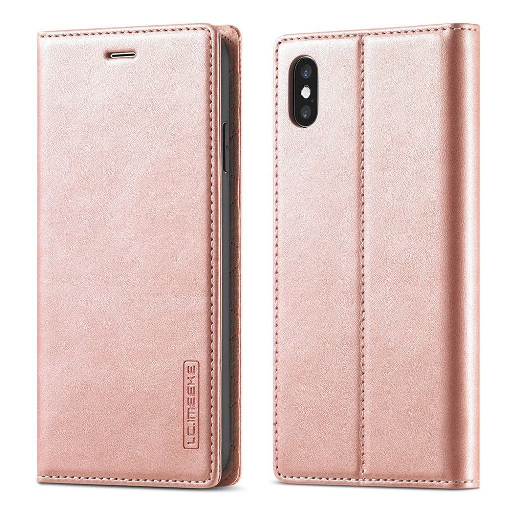 LC.IMEEKE iPhone X/XS Lompakkokotelo Jalustalla – Ruusu Kultaa