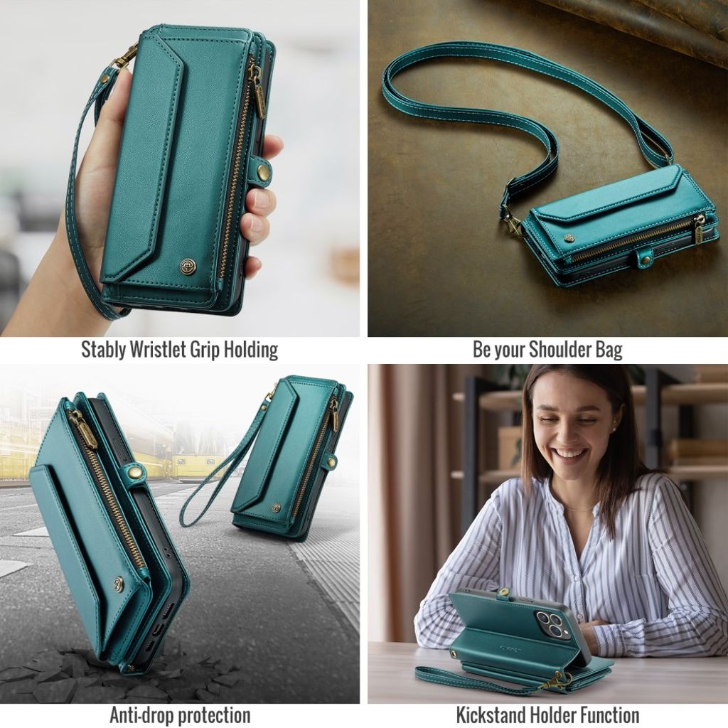 CASEME iPhone 13 Pro Max Lompakkokotelo Korttipaikat - Vihreä