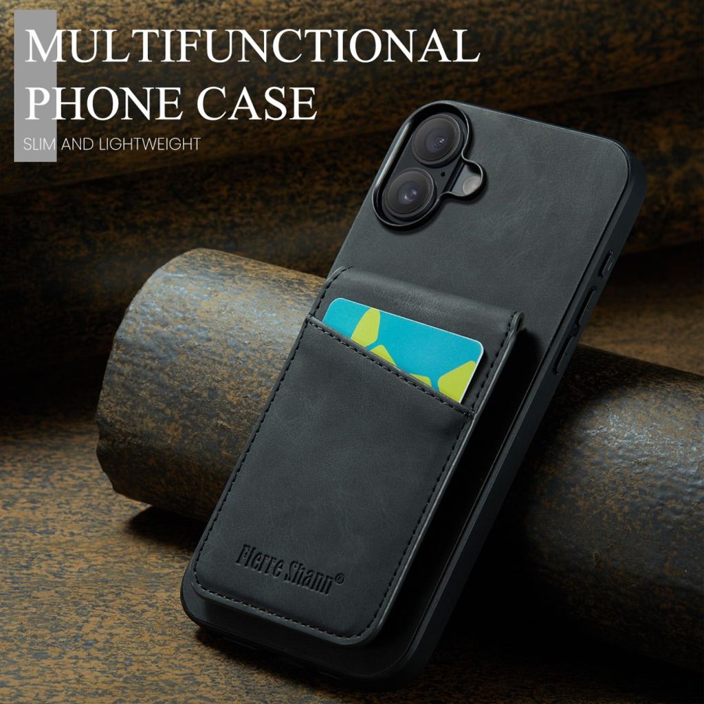 FIERRE SHANN iPhone 16 Case with Stand - Black