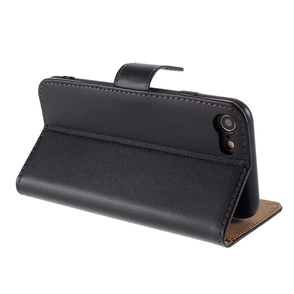 iPhone 8/7/SE (2020)/SE (2022) Plånboksfodral i Äkta Läder – Svart