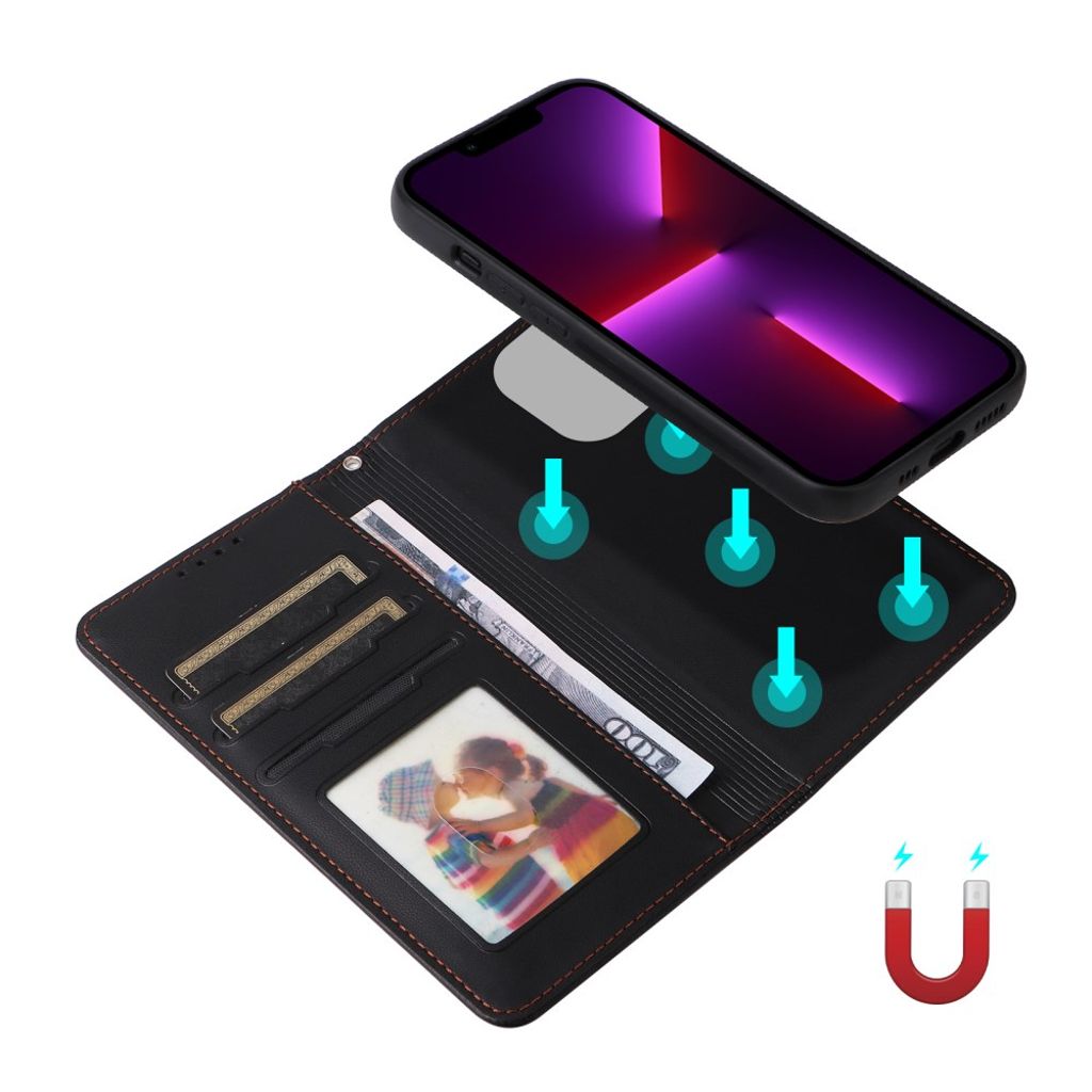 BETOPNICE iPhone 13 Pro Max 2-in-1 Wallet Cover RFID-estävä – Musta