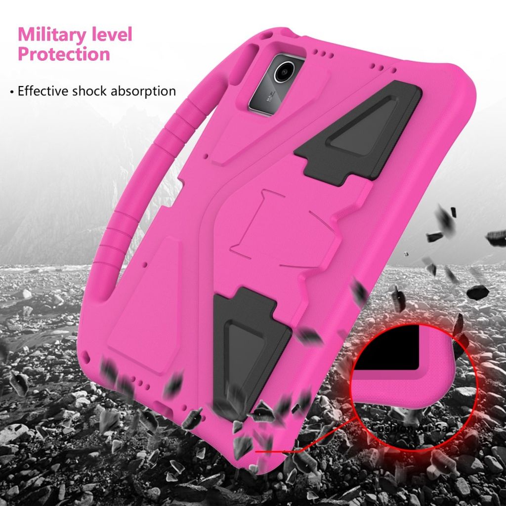 Lenovo Idea Tab Plus Deksel med Stativ og Håndtak - Rosa