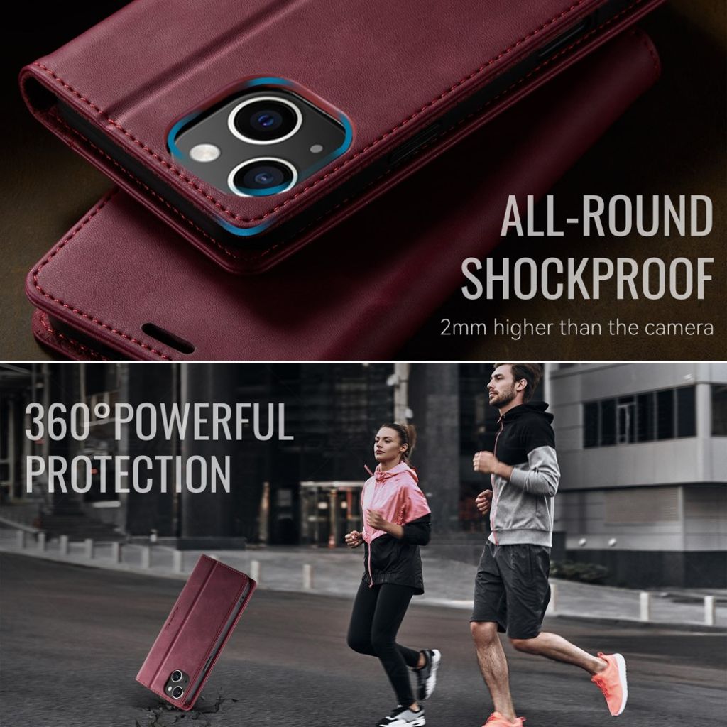 CASEME iPhone 14 Pungetui RFID-blokerende Stativ - Rød