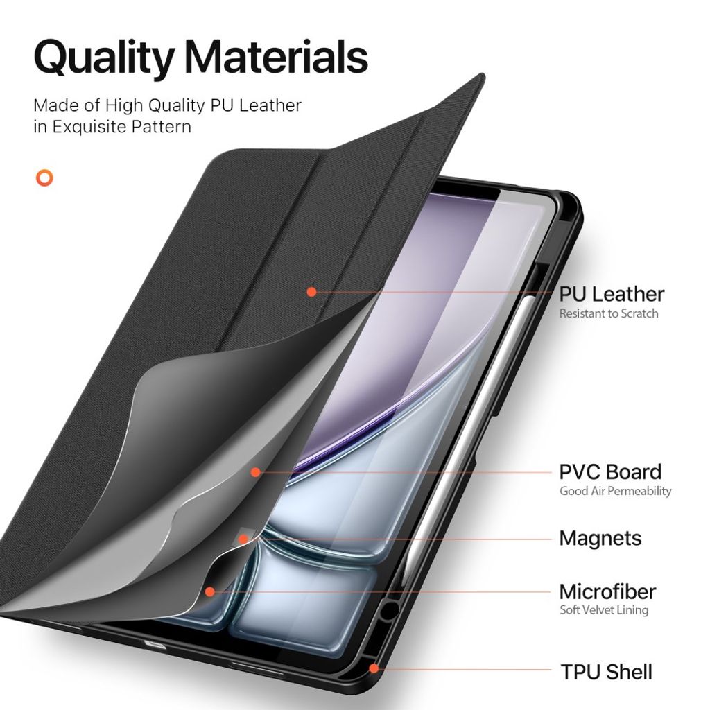 Dux Ducis iPad Air 13" 2026/2025/2027 Flip cover med holder til styluspen - Sort