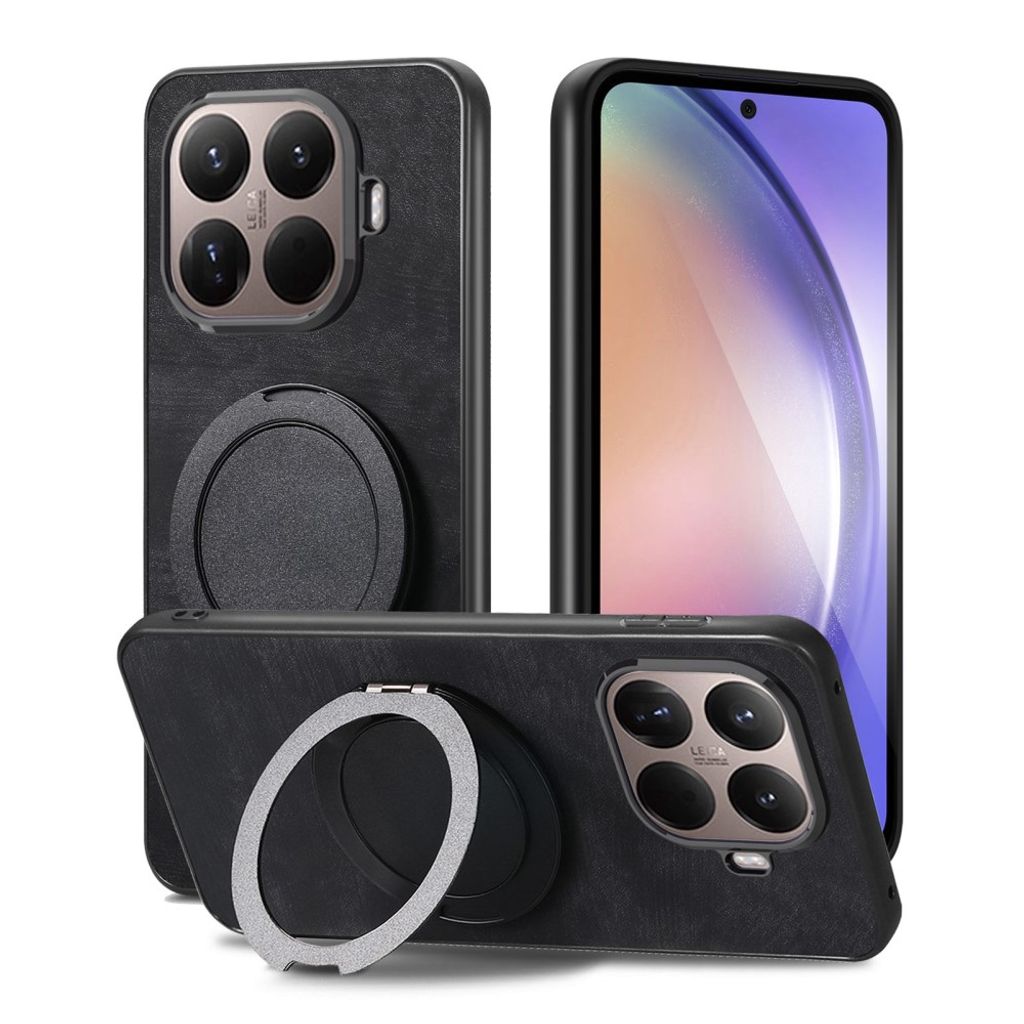 Xiaomi 17T Skal i PU-läder med ringstativ - Svart