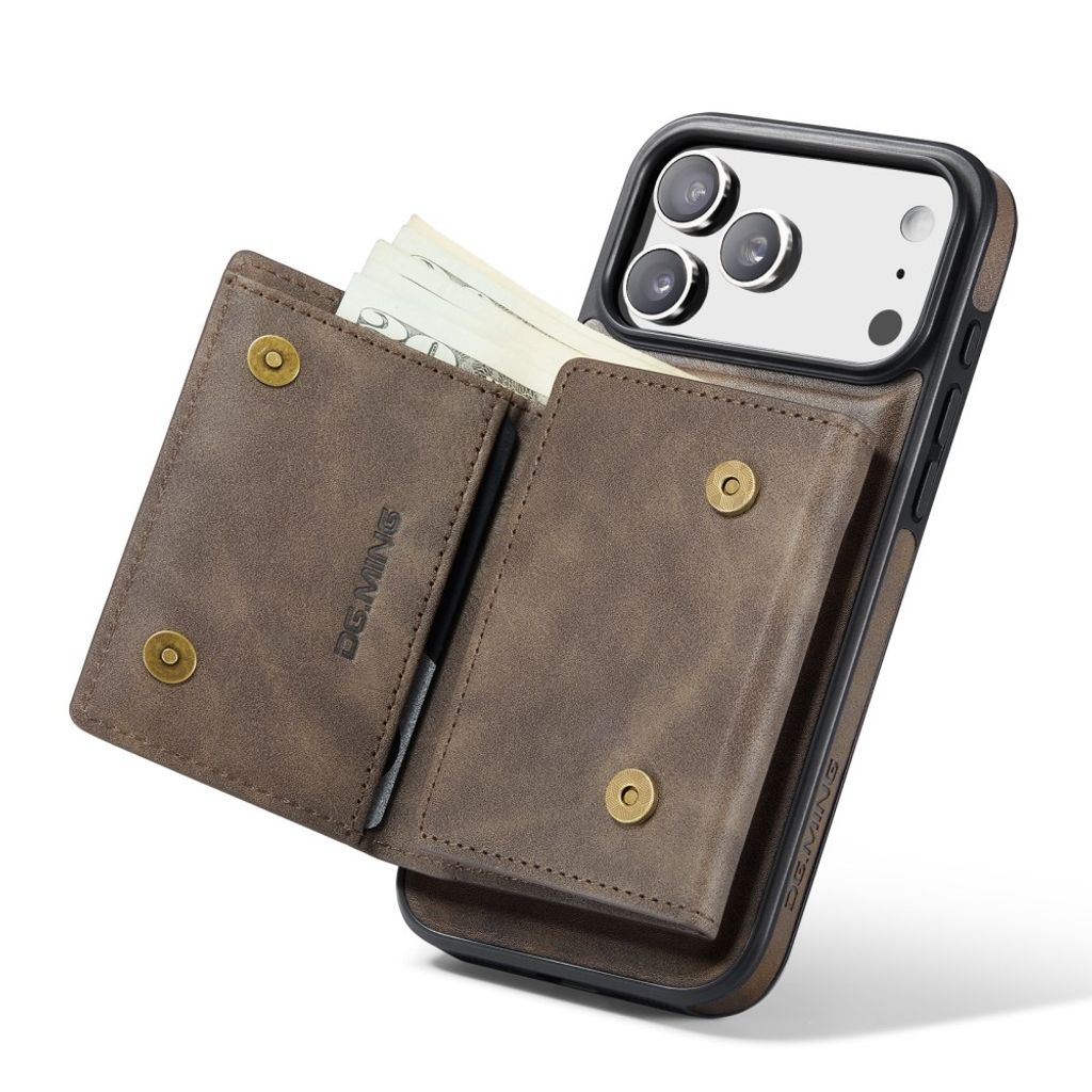 DG.MING iPhone 18 Pro/17 Pro Deksel med Magnetisk Lommebok - Brun