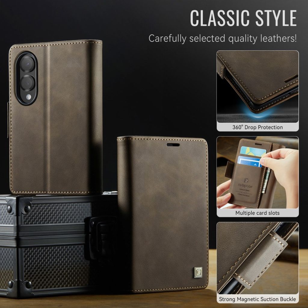 AUTSPACE Samsung Galaxy Z Fold8 Lompakkokotelo PU-nahka RFID-suojattu - Tummanruskea