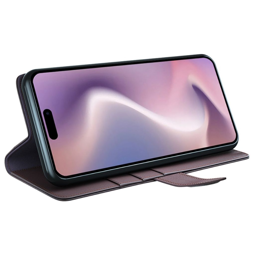 iPhone 16 Pro Etui i ekte skinn - Brun