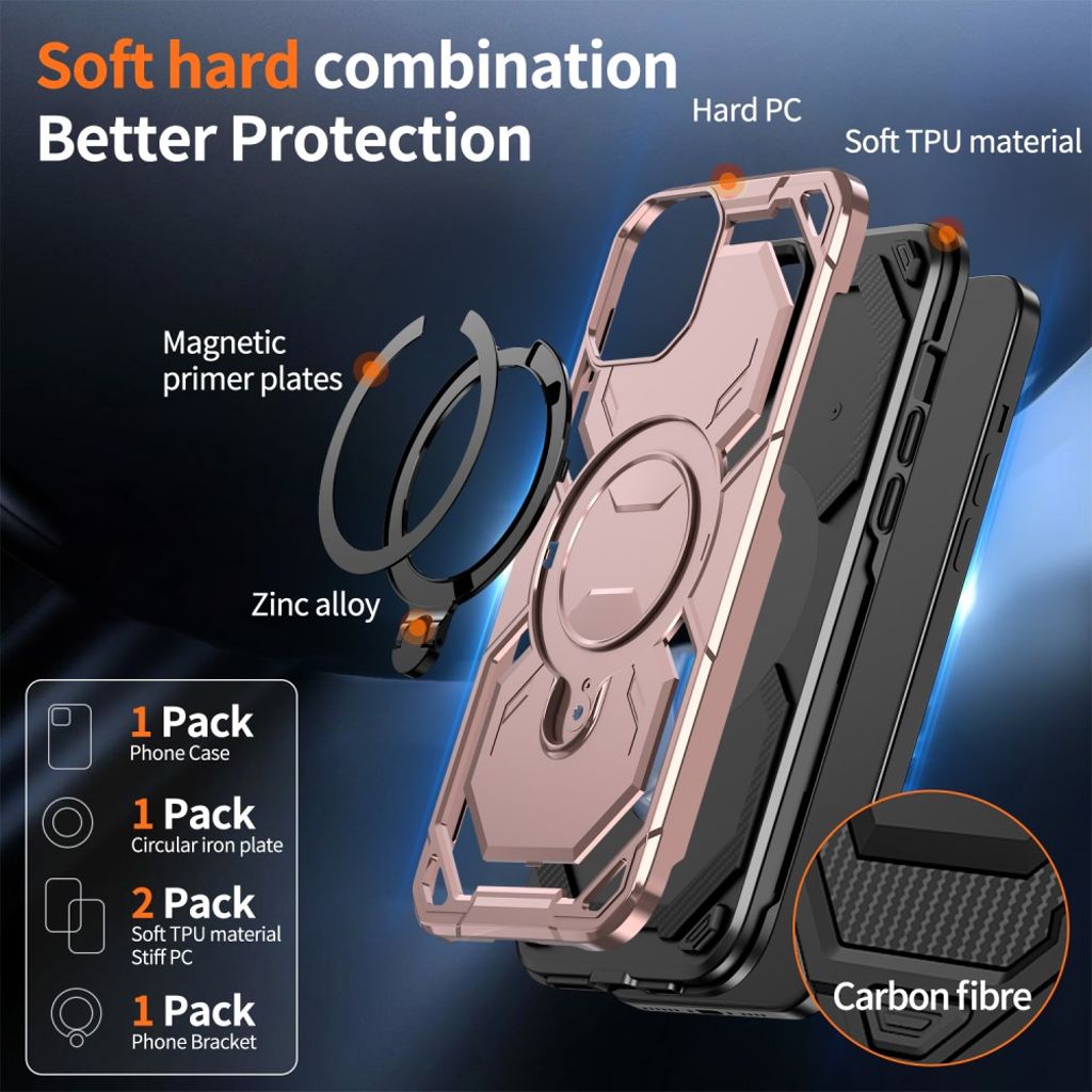 iPhone 15 Cover Ring Stativ MagSafe kompatibel – Rose guld