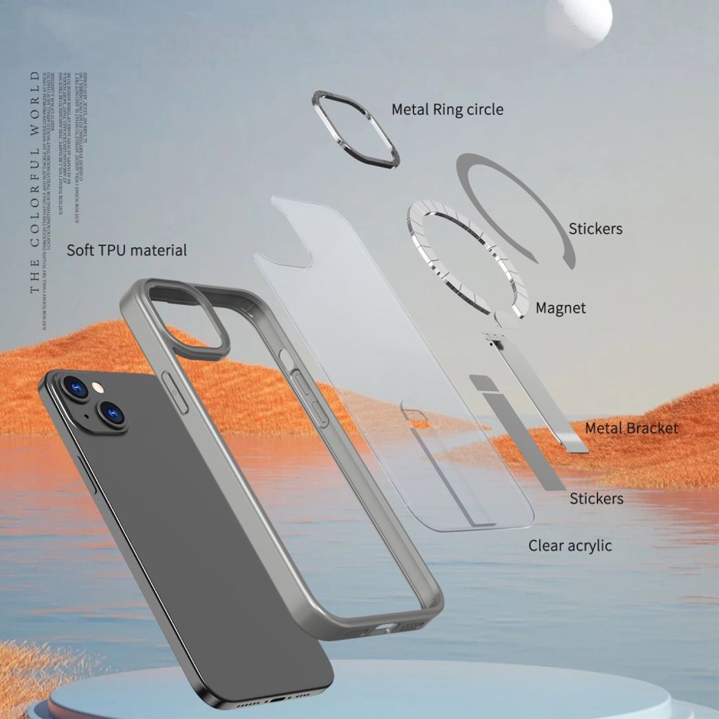 iPhone 14 Plus MagSafe Deksel med Stativ – Grå