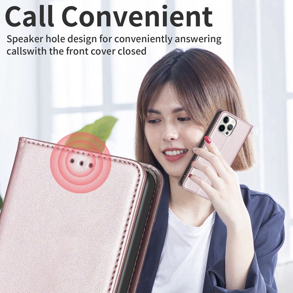 BINFEN COLOR iPhone 16 Pro Lommeboketui Kortspor – Rosegull