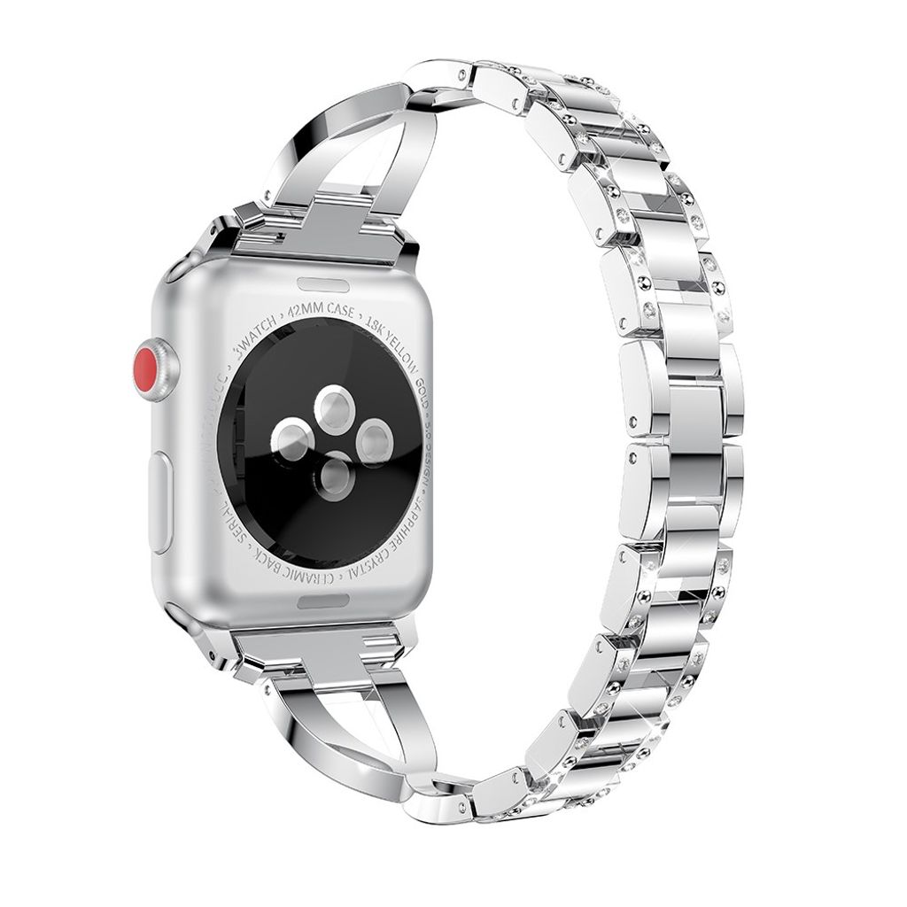 Apple Watch 38/40/41/42 mm urrem med rhinsten – sølv