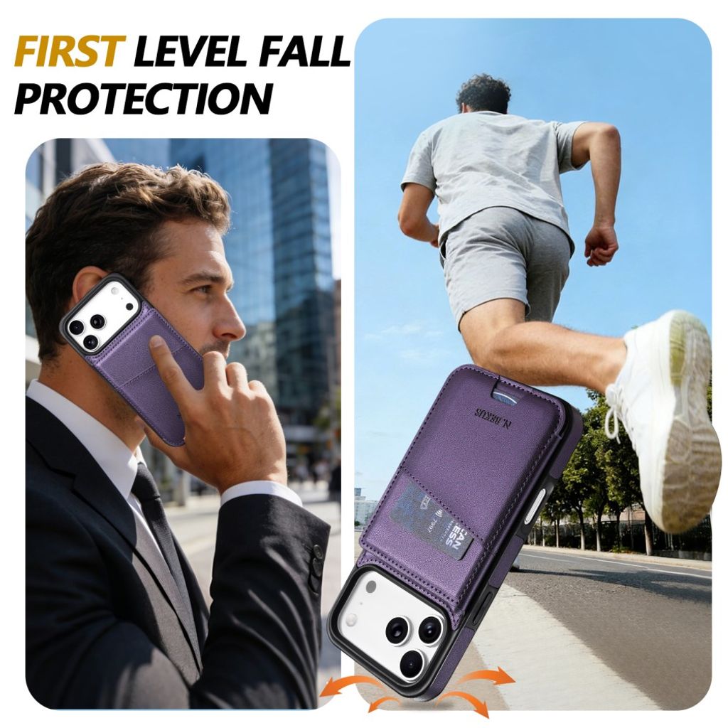 N.BEKUS iPhone 18 Pro/17 Pro Lompakkokuori RFID-suojauksella - Violetti