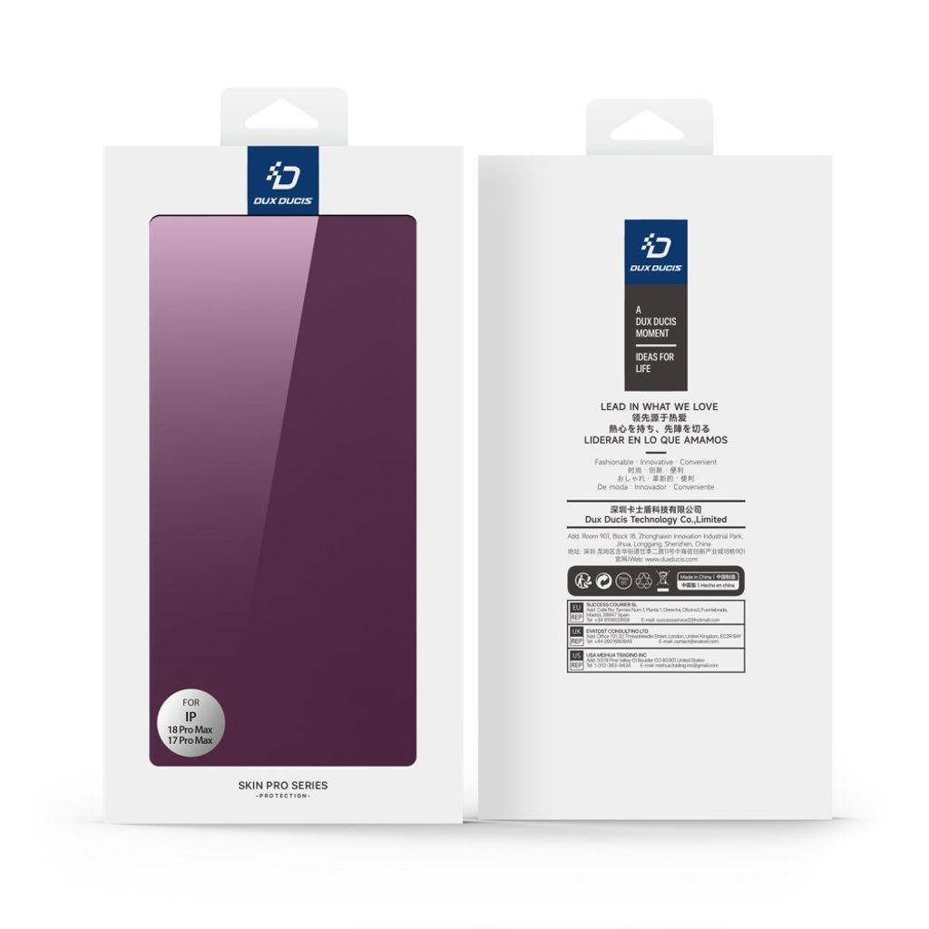 DUX DUCIS iPhone 18 Pro Max / 17 Pro Max Lompakkokotelo PU-nahka - Dark Cherry