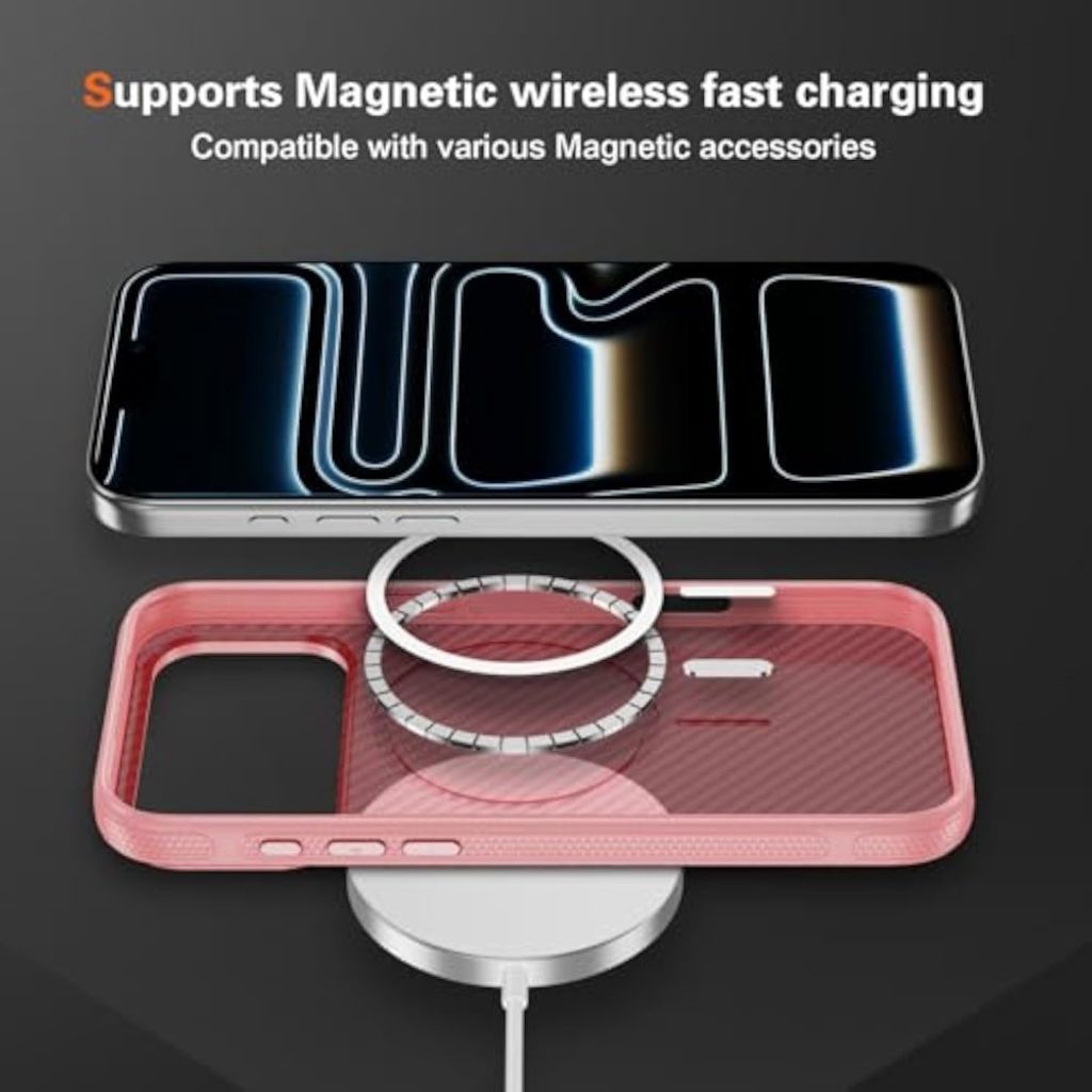 iPhone 18 Pro Max/17 Pro Max MagSafe Deksel Karbonfibertekstur - Rosa