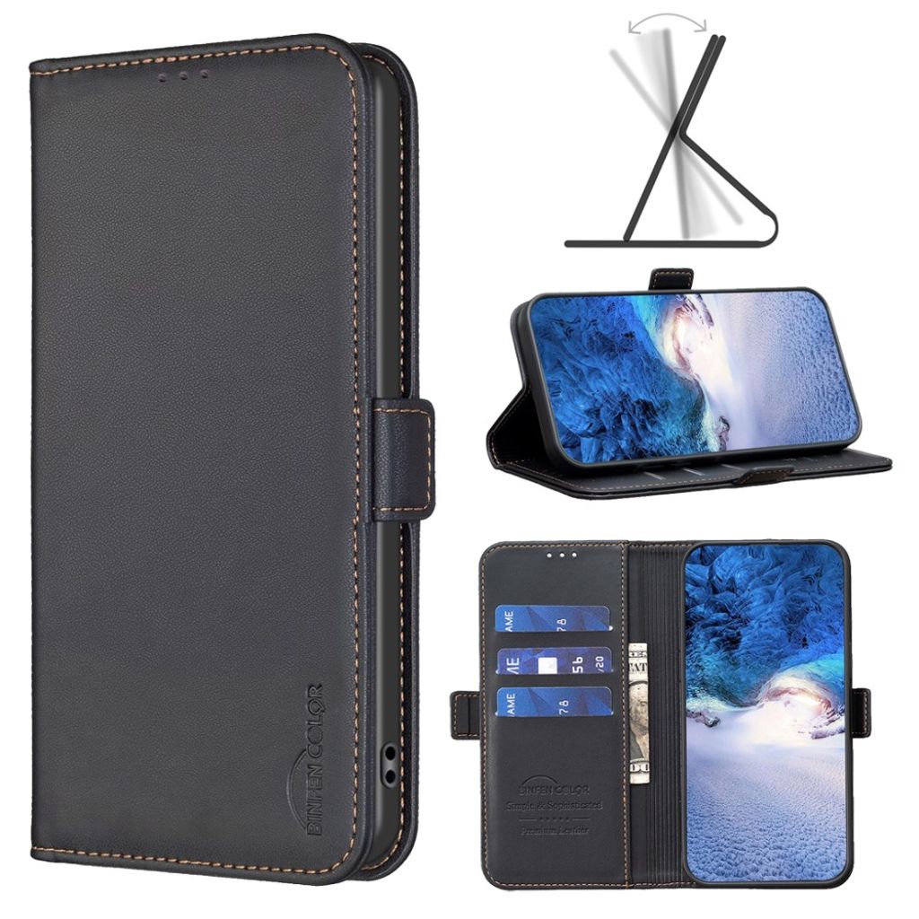 BINFEN COLOR iPhone 16 Wallet Cover with Stand – Black
