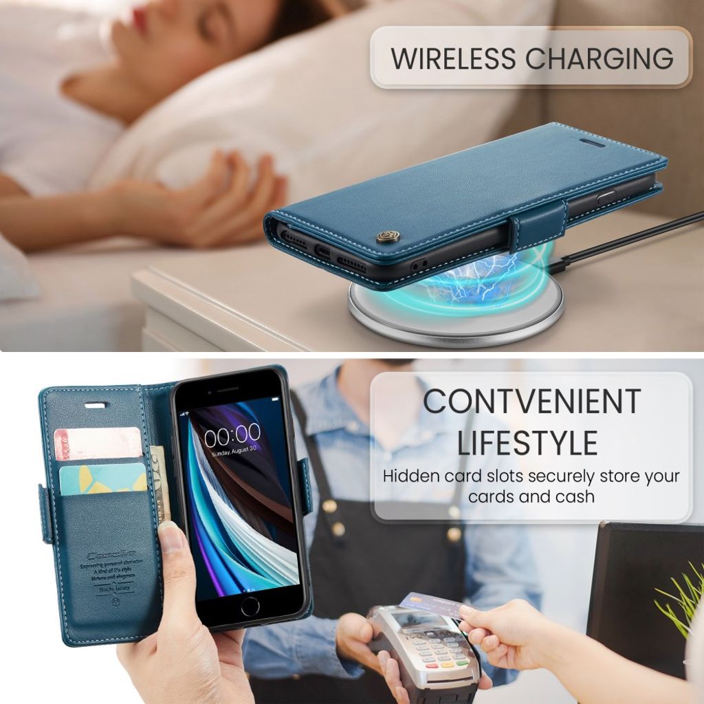 CASEME iPhone 6/6s/7/8/SE 2020/2022 Fodral med Kortfack - Blå